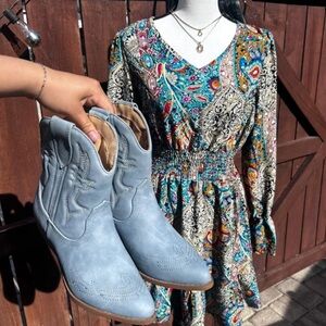 Soda Sky Blue Ankle Booties